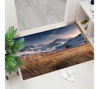 HASLEFND Natural Scenery Welcome Mats Wheat Fields, Meadows, And Snow-Capped Mountains Door Mat Indoor Entrance Yellowish Brown Decorative Outdoor Doormats Non Slip Outside Door Mats 45 x 75 cm
