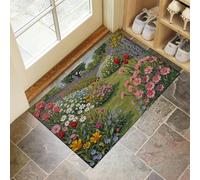 HASLEFND Plants And Flowers Area Rug - 80 x 120 cm Violet Bellflower Entryway Rug Non Slip Kitchen Mat, Stain Resistance Indoor Modern Floor Soft Throw Carpet for Front Door Bathroom Sink Bedroom