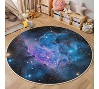 HASLEFND Round Kids Play Mat Baby Nursery Rug Round Fantasy Art Dream Nebula Galaxy Soft Area Rug Non Slip for Children Toddlers Bedroom Blue,160cm