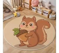 HASLEFND Round Rug 160cm Washable Cartoon Animals Circle Carpet