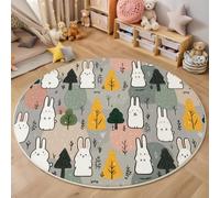 HASLEFND Round Rugs Living Room 60cm, Minimalist Hand-Drawn Style Area Rugs