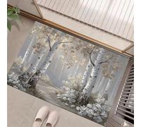 HASLEFND Tranquil Pastoral Style Door Mat with Path Through The Birch Forest Design Outdoor Rug Non Slip Welcome Mat for Front Door Washable Decorative Porch Rug 50 x 80 cm Crystal Velvet