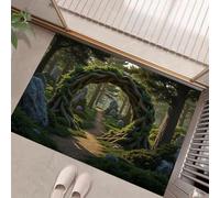 HASLEFND Tree Root Arch Forest Door Mat Indoor & Outdoor - Machine Washable Soft Dirt Trapper Non-slip Doormats - Fantasy Jungle Style Printed Mat - for Indoor Outdoor Home Decor - Green - 40 x 60 cm