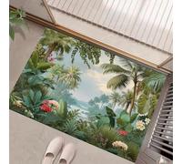 HASLEFND Tropical Jungle Door Mats Indoor, Machine Washable Soft Doormats, Palm Tree Flowers Door Mat, Green Entrance Rug, Non-slip Floor Mats For Inside, Front Back Doors, 90 x 150 cm