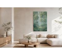HASLEFND UnFramed Canvas Wall Art Misty Forest Trail Canvas Print Landscape Illustrations Light Green Picture Painting Poster for Living Room Bedroom Bathroom Corridor Home Wall Decoration 30 x 40 cm