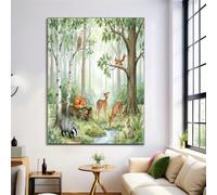 HASLEFND UnFramed Forest Watercolor Style Canvas Wall Art for Bedroom