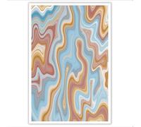 HASLEFND Wall Art UnFramed Canvas - Wave-Shaped Vortex Prints Painting for Bedroom Decor, Retro Abstract Style Canvas Wall Art for Living Room, Hallway -UnFrame 50 x 70 cm - Blue-Brown