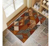 HASLEFND Washable Rugs 50 x 80 cm, Patchwork Art Style Bedside Rug, Triangles And Quadrilaterals Area Rugs, Non-Slip Doormat Low Pile, Non-Shedding,Brown, Entrance, Entryway, Corridor - Desert Dusk