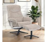 haslet fabric recliner chair with stool in husk