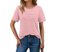 Haslike Women Summer Loose Fit Plain Tshirt Tops Short Sleeve T Shirt Top | Soft and Breathable Fabric, Comfy and Close to Your Skin, Fashionable Crossing Design on the Chest