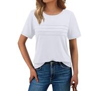 Haslike Women Summer Loose Fit Plain Tshirt Tops Short Sleeve T Shirt Top | Soft and Breathable Fabric, Comfy and Close to Your Skin, Fashionable Crossing Design on the Chest