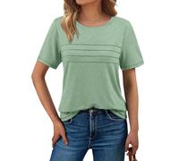 Haslike Women Summer Loose Fit Plain Tshirt Tops Short Sleeve T Shirt Top | Soft and Breathable Fabric, Comfy and Close to Your Skin, Fashionable Crossing Design on the Chest
