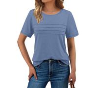 Haslike Women Summer Loose Fit Plain Tshirt Tops Short Sleeve T Shirt Top | Soft and Breathable Fabric, Comfy and Close to Your Skin, Fashionable Crossing Design on the Chest