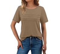 Haslike Women Summer Loose Fit Plain Tshirt Tops Short Sleeve T Shirt Top | Soft and Breathable Fabric, Comfy and Close to Your Skin, Fashionable Crossing Design on the Chest