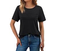 Haslike Women Summer Loose Fit Plain Tshirt Tops Short Sleeve T Shirt Top | Soft and Breathable Fabric, Comfy and Close to Your Skin, Fashionable Crossing Design on the Chest