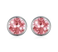 Hasnsofie Silver Stud Earrings 925 Sterling Silver 8 mm Round Small Stud Earrings Unisex Silver Earrings for Women Men Black Purple Aurore Boreale/Blue/Red/White/Green, Sterling Silver, crysta