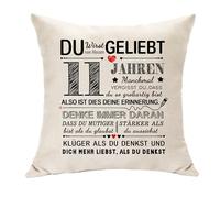 Hasodeo 11th Birthday Gifts Cushion Cover Decoration Birthday Keepsake Idea Birthday Gifts for 11 Year Old Girls Boys Back to School Inspirational Gifts (11th)