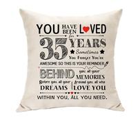 Hasodeo 35th Birthday Gifts for Her Him Unique Cushion Cover Decorative Gift for 35 Years Old Women Men Wife Husband Dad Mum Auntie Birthday Presents Keepsake Throw Pillow Covers 45 x 45 cm (35)