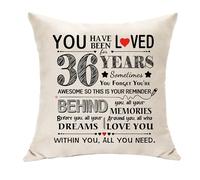 Hasodeo 36th Birthday Gifts for Her Him Unique Cushion Cover Decorative Gift for 36 Years Old Women Men Best Friend Sister Birthday Presents Keepsake Throw Pillow Covers 45 x 45 cm (36)