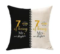 Hasodeo 7th Wedding for Her Him Cushion Cover Mr. Mrs. Anniversary Keepsake 7 Year of Marriage Gift for Husband Wife Wool Gifts Couple Gifts for Valentines Christmas (7th)
