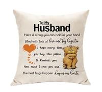 Hasodeo A Little Cushion Cover Hug Keepsake Gifts for Him or Her Birthday Christmas Bridal Shower Graduation Wedding Homecoming Gifts Throw Pillow Cover Decoration 45 X 45 CM (Husband)