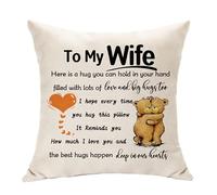 Hasodeo A Little Cushion Cover Hug Keepsake Gifts for Him or Her Birthday Christmas Bridal Shower Graduation Wedding Homecoming Gifts Throw Pillow Cover Decoration 45 X 45 CM (Wife)