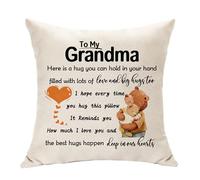 Hasodeo A Little Cushion Cover Hug Keepsake Gifts for Him or Her Birthday Christmas Bridal Shower Graduation Wedding Homecoming Gifts Throw Pillow Cover Decoration 45 X 45 CM (Grandma)