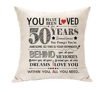 Hasodeo Birthday Gifts for Her Him Unique Cushion Cover Decorative Gift for 10-75 Years Old Women Men Birthday Presents Keepsake Throw Pillow Covers 45 x 45 cm (50)