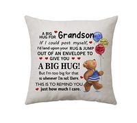 Hasodeo Grandson Cushion Cover Gifts - Grandson Birthday Pillow Covers - Long Distance Hug Gifts - Wedding, Christmas