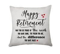Hasodeo Happy Retirement Cushion Covers Gift -May Be Proud of The Work You Have Done- Retired Pillowcase for Boss Co-workers Teachers Nurse Wife Sister Home Sofa Decor (Happy Retirement)