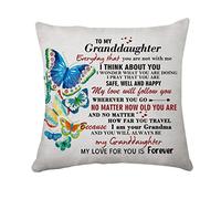 Hasodeo Long Distance Butterfly Pillow Cover for Granddaughter from Grandma - Inspirational Gift for Birthday Graduation (063)
