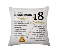 Hasodeo To My Grandson 18th Birthday Gifts: Inspirational Cushion Covers for Men & Boys Motivation Pillow Cover