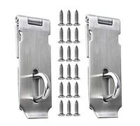 Hasp and Staple Set,2 Pack Stainless Steel Door Hasp Door Clasp Gate Lock Door Bolt Latch with Srceews for Door Window Cabinet Garage Garden Silver 4 Inch