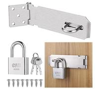 Hasp and Staple with Padlock, 5 Inch Heavy Duty Door Lock for Bedroom, Stainless Steel Garden Gate Lock, Door Padlocks with Keys, Anti-Rust Door Latch Lock for Shed, Garden, Bedroom