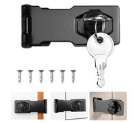 Hasp and Staple with Padlock, ADERTOS Keyed Hasp Lock Heavy Duty Shed Lock Door Lock Hasp Twist Knob Keyed Locking Hasp Safety Door Clasp Gate Lock with Key for Cabinets Cupboard Drawer Gate (3 Inch)