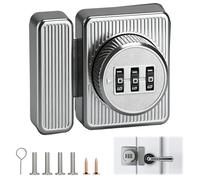 Hasp Combination Lock, 3 Digit Cabinet Lock, Security Hasp with Combination Code, Box Lock, Screw-On Lock, Small Safety Hasp for Sliding Door, Cupboard, Door (Silver)
