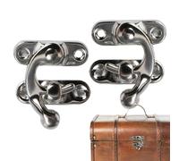 Hasp Deadbolt Lock, Tiny Hasp, Pack of 2 Antique Box Brass Hasp Latch, Left and Right Hook Clasp, This Antique Hook Vintage Style for Jewellery Box, Tool Box or Case