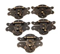 Hasp Latch, Antique Metal Decorative, Door Buckle 5Pcs Bronze Lock Hook Wooden Jewelry Box Padlock with Screws for Furniture Hardware(82x65mm)