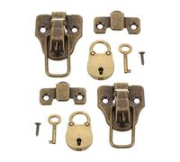 Hasp Latch Set for Boxes Vintage Bear Shaped Bronze with Key | Easy Installation, Iron and Zinc Alloy Build, Golden Finish, for Jewelry and Storage Boxes