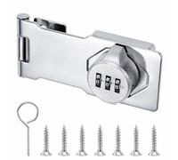 Hasp with Combination Lock, 3-Digit Hasp Security Hasp Lock, 4.5 Inch Cabinet Lock, Padlock, Password Door Bolt for Gate, Barn Door, Garage, Garden (1 Piece, Silver)