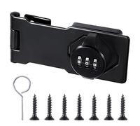 Hasp with Combination Lock, 3-Digit Hasp Security Hasp Lock, 4.5 Inch Cabinet Lock, Padlock, Password Door Bolt for Gate, Barn Door, Garage, Garden (1 Piece, Black)