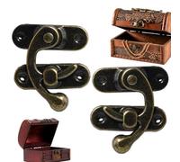 Hasplås - Retro antique locking mechanism in metal, small trigger lock with decorative design, mini pack of 2 packs in vintage style | LOCKING Plaisons with