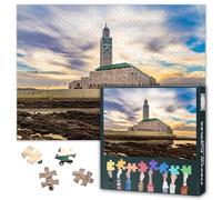 Hassan II Mosque Puzzles for Adults 1000 Pieces, Casablanca Morocco Cityscape Jigsaw Puzzles, Adult Puzzle for Adults, Educational Fun Games or Toys for Elders Friends 20X27 INCH