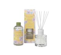 Hassett Green London - Harmony Lily, Violet & Jasmine Reed Diffuser & Refill Set - 100ml Glass Diffuser with 8 Fibre Reed Sticks + 250ml Fragrance Oil Refill