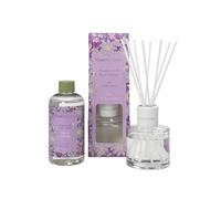 Hassett Green London - Lilac & Lavender Reed Diffuser & Refill Set - 100ml Glass Diffuser with 8 Fibre Reed Sticks + 250ml Fragrance Oil Refill