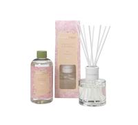 Hassett Green London - Silk - Gardenia & Freesia Fragrance - Reed Diffuser & Refill Set - 100ml Glass Diffuser with 8 Fibre Reed Sticks + 250ml Fragrance Oil Refill