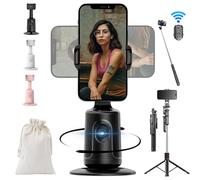 Hassignment Smart Ai Facial Recognition Phone Tripod - 360 Tripod for Cell Phone Rotating, Auto Tracking Phone's Holder, Gesture Control, No App Needed, Keep You Framed (White W/Tripod & Remote)