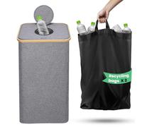 HassoKon Recycling Bin for Kitchen Home, Separate Recycling Waste Bags,100L Recyclable Waste Trash Sorting Organizer for Collecting Empties and Glass Waste,Deposit Bottles,Reusable Waterproof