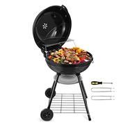 HaSteeL 22-Inch Kettle Charcoal Grill, Portable BBQ Gill with Wheels for Outdoors Barbecue, Camping, Picnic, Backyard, Tailgating, Beach, Storage Rack & 355 SQ.In Cooking Area, Black Porcelain Enamel