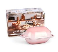 HaSteeL Cast Iron Enamel Dutch Oven (Pink, 2.8 Quart)